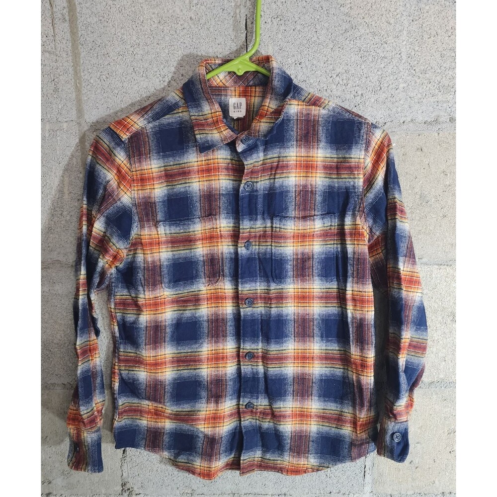 Gap Kids Long Sleeve Button Up Plaid Boys Flannel Shirt Size L